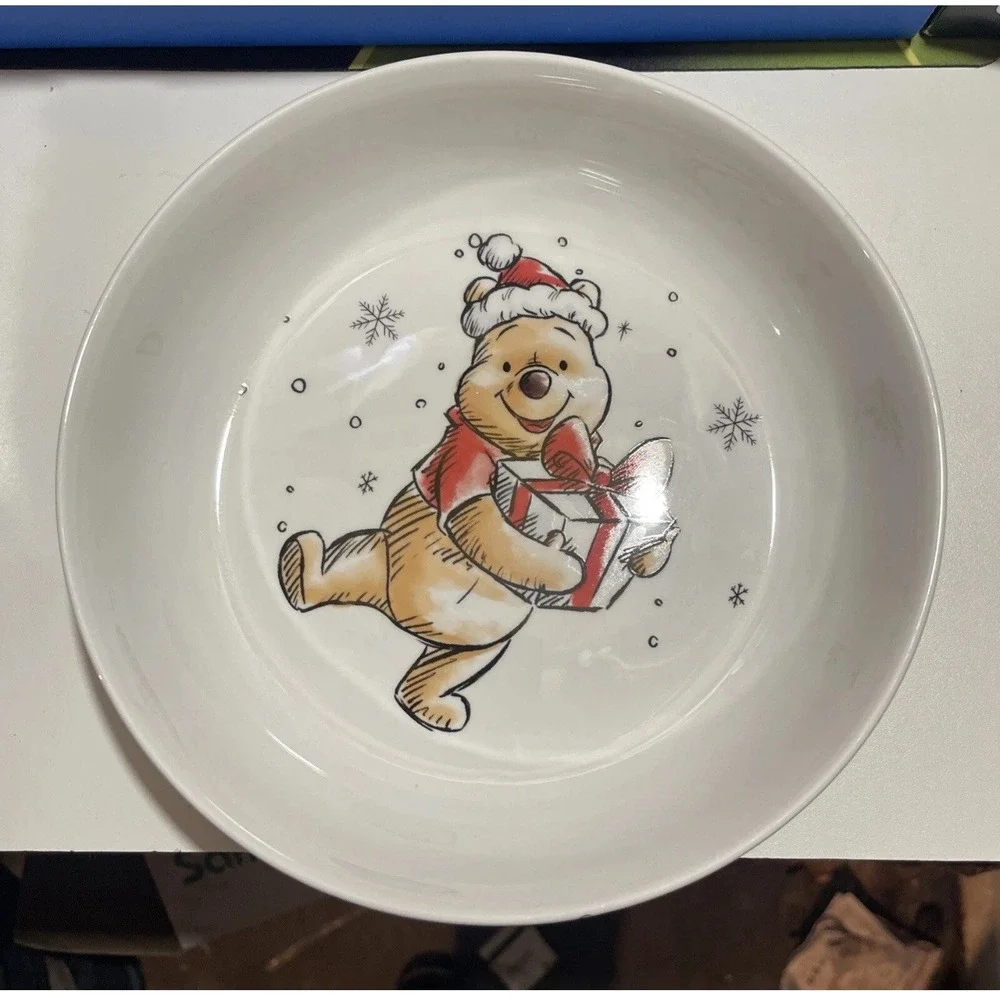 Disney Winnie the Pooh Christmas Snowflake Time For Sharing Dinner‎ Bowl Platter